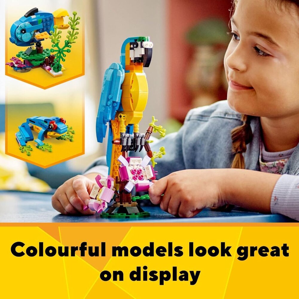 Lego Creator 3in1 Exotic Parrot Macaw Fish Frog Lego Set 253 Pieces CHRISTMAS Ma - Picture 9 of 15